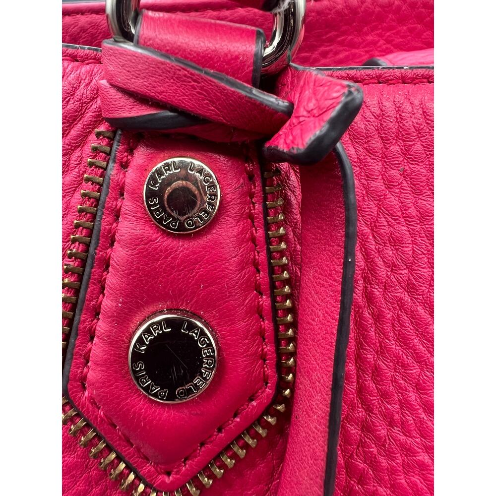 KARL LAGERFELD PARIS Zippy East West Tote in pink leather w/cat whisker tag - Picture 13 of 13